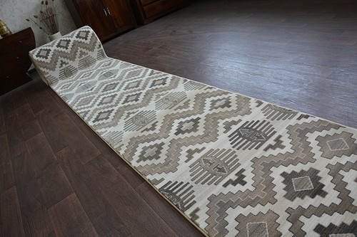 Modern Thick Hall Runner ARGENT Diamonds beige Width 80 cm extra long Stairs - Picture 8 of 9