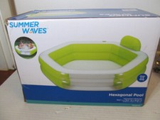 Summer Waves 6 ft Long Hexagonal Pool with See-Through Window, Green