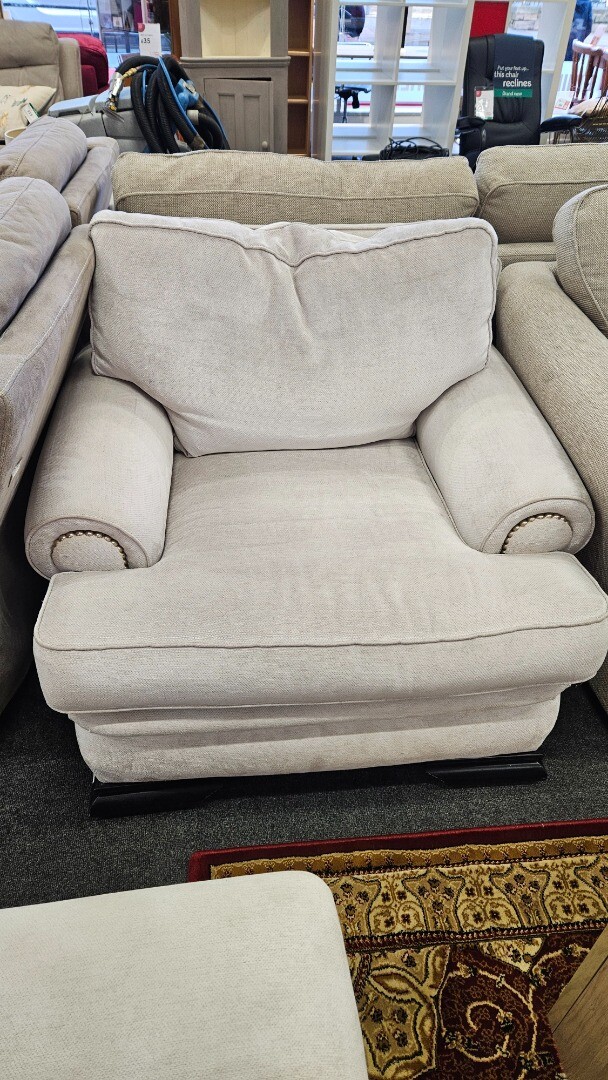 Duresta Grey Fabric 3 Piece Suite 4 Seater Sofa Armchair Footstool CS