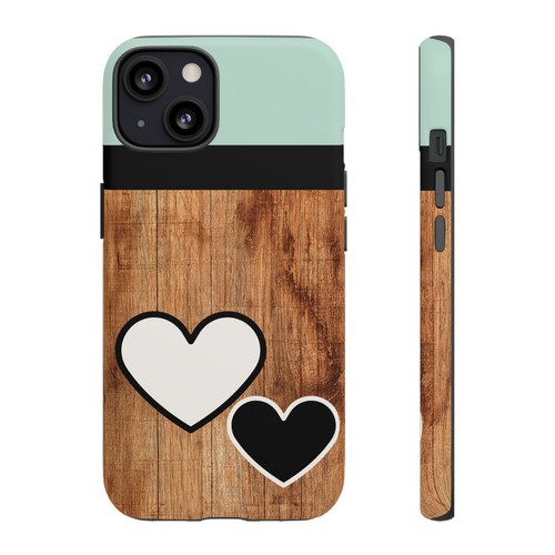 Aqua blue Woodgrain Hearts Tough Phone Case Iphone, Samsung Galaxy, Google Pixel - 第 94/287 張圖片