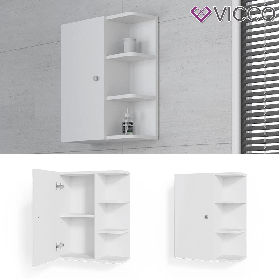 Placard murale Armoire de toilette Meuble de salle de bains Fynn blanc Vicco