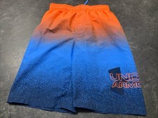 Under Armour Shorts Youth Boys Youth L Swim Trunks Orange Blue Drawstring Longer