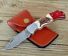 Handmade Damascus Folding Pocket Knife With Small Defects 6.5" (See Description)