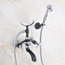 Black and silver Bathtub Clawfoot Faucet Mixer Tap Telephone Handheld Shower