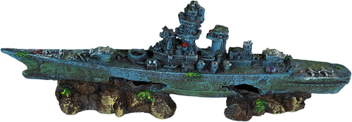 Penn-Plax Deco-Replicas Sunken Battleship Aquarium Decoration – Safe for Freshwa - Picture 2 of 12