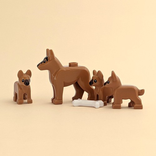 LEGO Dog Family Set - Mamma Alsaziana e 3 Cuccioli - Minifigure Lego Dog Nuove - Foto 2 di 5