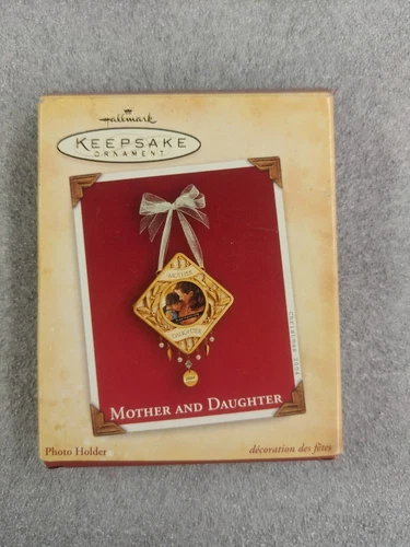 Hallmark Keepsake Ornament Mother & Daughter Photo Holder Metal &Fabric 2004