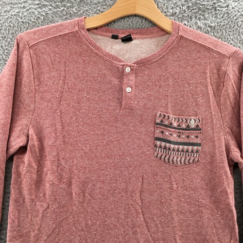 Volcom Sweatshirt Mens Large Red Long Sleeve Pullover Crew Neck Casual Pocket - Picture 2 of 20