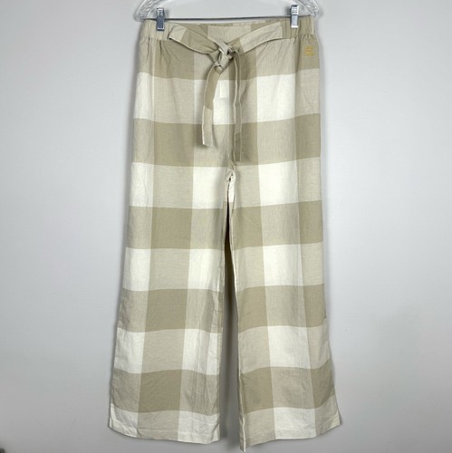 Isadora Cotton Linen Blend Pull On Wide Leg Pants Womens Large Beige NEW - Picture 2 of 10