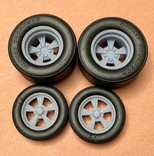 1/24 Scale: 17/15-inch Old School Radir Wheels W/Drag Slicks; Resin