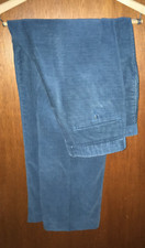 Vintage FARAH Men's Pants, Pleated, Blue Corduroy 32 Inseam