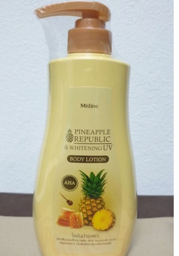 Mistine Body Lotion Pineapple republic whitening UV AHA 400 ml pack of 2 - Picture 2 of 8