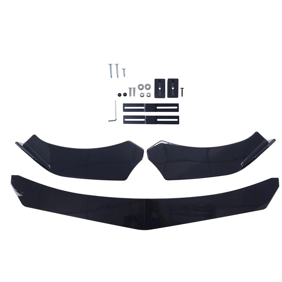 For 2016-20 Honda Civic 3 PCS Front Bumper Lip Kit Spoiler Splitter Glossy Black Foto 2 de 4