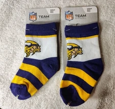 Minnesota Vikings Infant Socks Size 0-3 NFL Unisex FBF Sportswear Lot (2) Pair