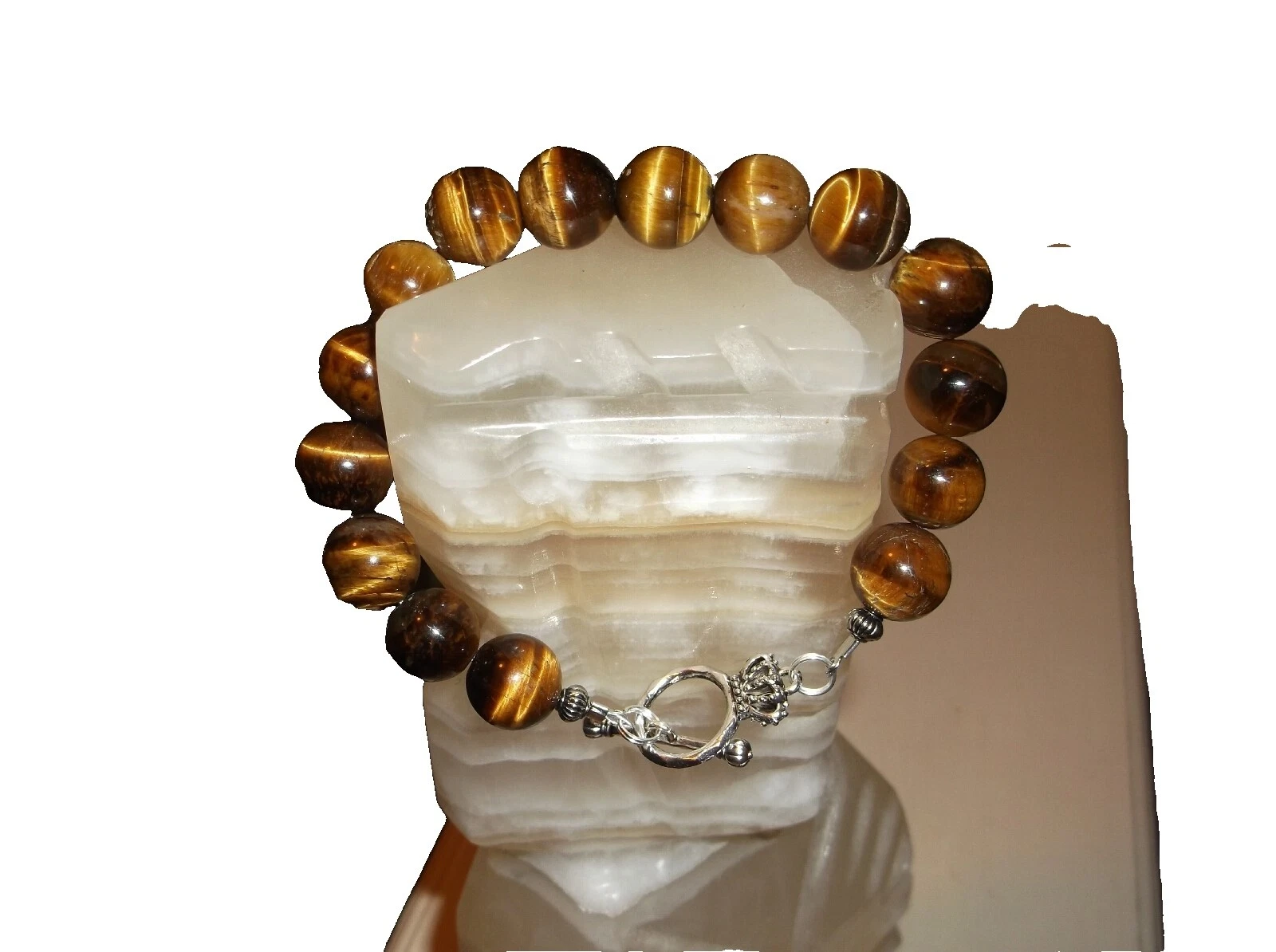 Piedra Ojo de Tigre joyas de plata tibetana para hombres