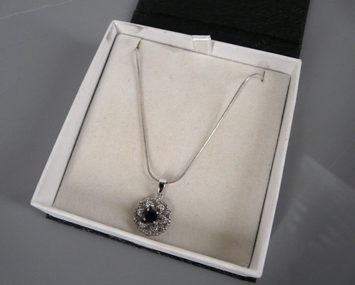 Sterling Silver Cubic Zirconia Flower Pendant Necklace