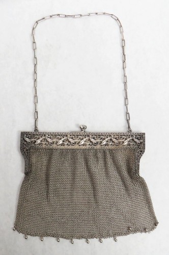 BOLSO DE MALLA ÓPERA GRANDE DE PLATA ESTERLINA DE LA ERA VICTORIANA - Imagen 4 de 6