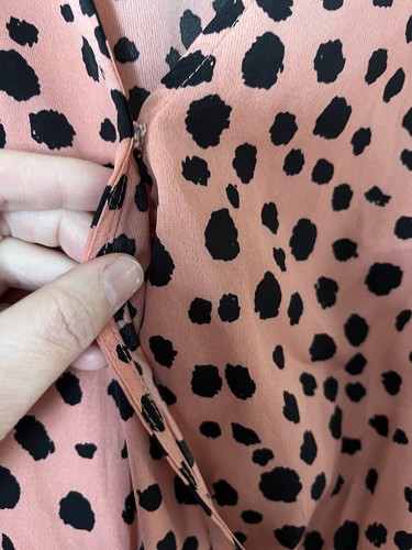 Coral Animal Print Tiered Dress Long Size S Midi Nursing Friendly V-Neck - Picture 4 of 7