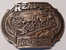 belt buckle Reaper Bell's Reaping Machine 1926 solid brass 3.75" long 1st editio