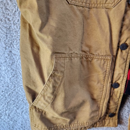 Old Navy Jacket Men 2XL Beige 100% Cotton Flannel Lined Long Sleeve Button Front - Picture 6 of 15