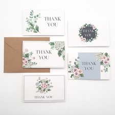 25x Thank You Cards Card Stock Paper 10x6.5CM Wedding Foldable Saying Shop Note