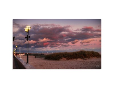 Wandbild Leinwand Sonnenuntergang Grömitz Strand Maritim Dekoration 80 x 40 cm