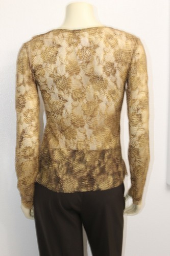 Blusa MASHINO 1 talla S marrón oscuro marrón claro cizalla cuello en V LS material desconocido - Imagen 8 de 12