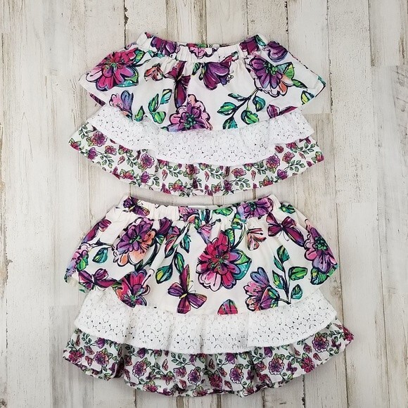 The Children s Place Girls 9-12 Mths 3T Matching Skirts White Floral Built AA7