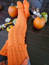 Thigh High Cable Knit Socks Over Knee Boot School Girl Leg Warmers Long Boot