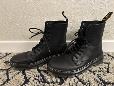 Martens DS004 8-inch 8-eyelet Black Leather Boots Size 10 Men