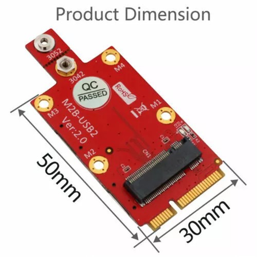 XT-XINTE M.2 Key B zu Mini PCI-E Adapter mit NANO SIM Karten Slot für 3G/4G/5G - Bild 3 von 6