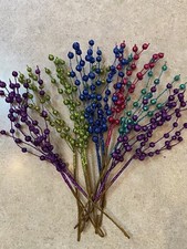 11pcs Glitter Christmas Artificial Berries Stems Xmas Tree Wreath Decor DIY Gift