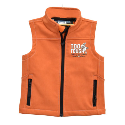 New! Toddler boy's Cowboy Hardware Orange 'TOO TOUGH' SOFT SHELL VEST in 4 SIZES