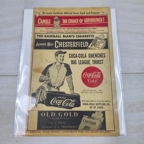 St. Louis Cardinals vs Boston Braves 1948 Game Program SIGNED STAN MUSIAL + - Picture 8 of 10