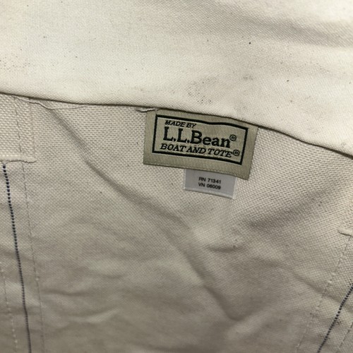Vtg LL Bean Boat & Tote Zip Top Bag White& Blue Med/Large 17”x13”x9” - Picture 10 of 12