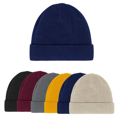Beechfield Atmungsaktive Bio Baumwolle Umschlag Beanie Unisex Ski Mütze Leicht