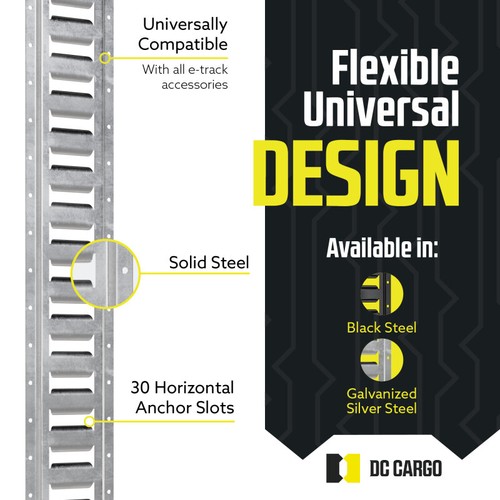 DC Cargo E Track Tie Down Rails 5 ft Zinc-Coated Galvanized Steel E-Track 1-pack - Picture 3 of 8