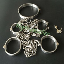 Stainless Steel Metal Binding Neck Collar Hand Ankle Game Restraints Handcuffs