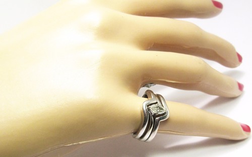 100% Genuine 18k Solid White Gold 0.55cts Diamond 3 Stacker Ring Sz 5.5 US or L - Picture 12 of 12