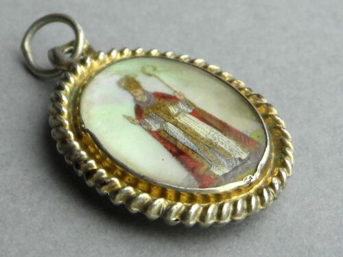 French, Antique Religious Silver Pendant. Saint Martin of Tours. Miniature Medal - Picture 2 of 6