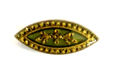 Vintage Green and Gold Colored Pin with Crystals