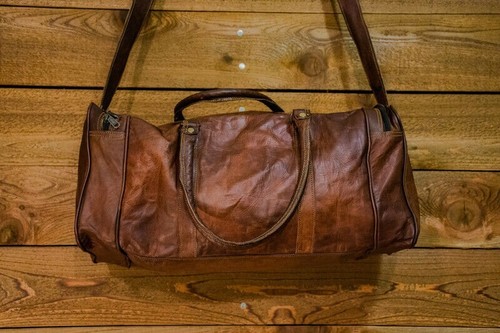 Borsa da notte in pelle borsa da viaggio palestra uomo weekend vintage... - Foto 5 di 6