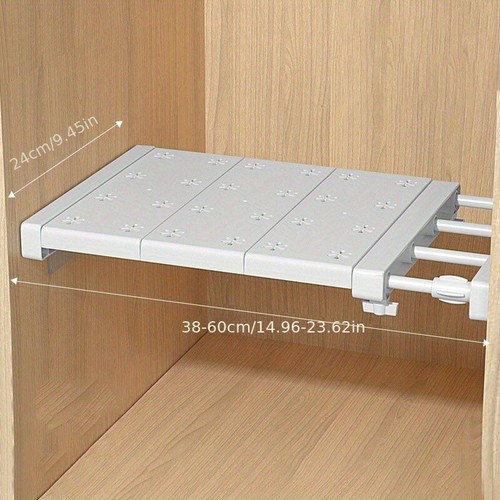 White Expandable Divider Punch-free Retractable Layers Board for Wardrobe Storag - Picture 8 of 15