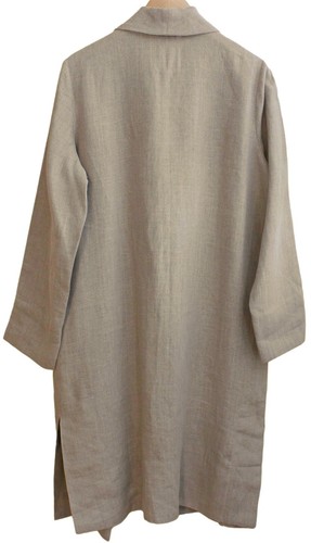 Crown Linen Designs KELLY LINEN DUSTER JACKET Open Trench Coat Sz M L Natural - Imagen 3 de 4