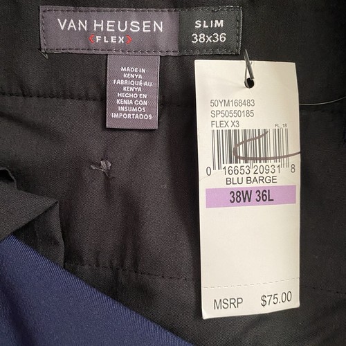 NWT Van Heusen FLEX3 Comfort Slim Fit Stretch Flex Waistband Pant Men’s 38 x 36 - Picture 3 of 13