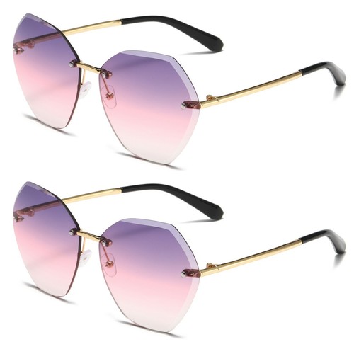 2PK Gafas de sol de gran tamaño sin montura para mujeres damas Conducción Deportes al aire libre UV 400 - Imagen 6 de 12