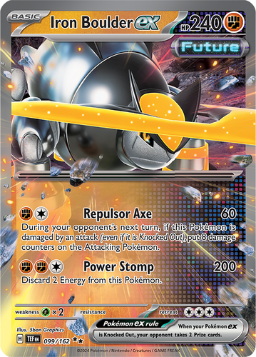 Pokémon TCG Eisen Felsbrocken ex scharlachrot & violett-zeitliche Kräfte 099/162 Holo doppelt