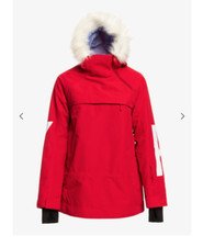 Roxy Women's Chloe Kim Pullover Snow Jacket Size S Red & White Erjtj03390