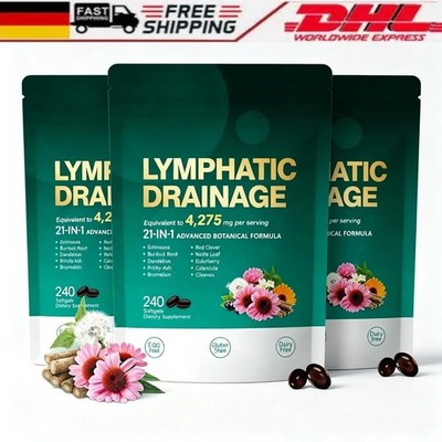 3Pack Lymphatic Drainage Supplements, 240 Softgels, 4275mg Lymph System Support