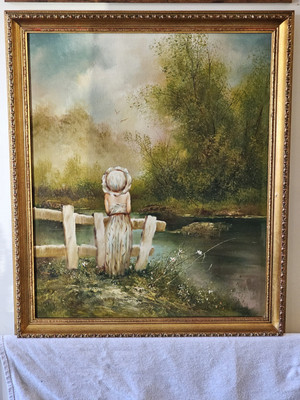 (mp11) Antikes viktorianisches gerahmtes Ölgemälde auf Leinwand. 68 cm hoch x 58 cm breit.